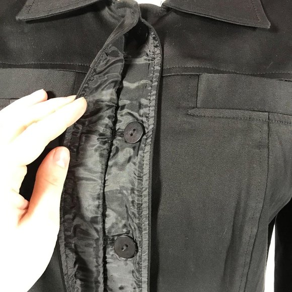 Studio Liz Claiborne Size 8 Black Button Front Blazer Jacket 3/4 Sleeves Stretch - Picture 7 of 9